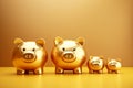 Five Gold Piggybank in Different Size