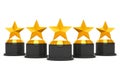 Five Gold Star Awards. 3d Rendering Royalty Free Stock Photo