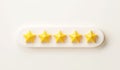 Five gold star rate review customer experience quality service excellent feedback concept on best rating satisfaction background