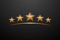 Five gold stars on black background