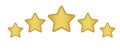 Five gold stars rating.  Golden stars - best, top Royalty Free Stock Photo