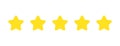 Five gold stars rating icons on white background. Feedback customer product concept. Positive review. Satisfaction