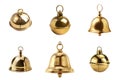 Five Golden Bells with Different Shapes and Sizes