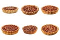 Five Golden Brown Pecan Pies with Flaky Crusts Royalty Free Stock Photo