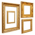Five Golden Frames on white background Royalty Free Stock Photo