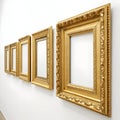 Five Golden Frames isolated on white background Royalty Free Stock Photo