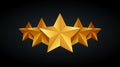 Five golden rating star vector illustration in gray black background Royalty Free Stock Photo