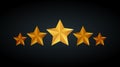 Five golden rating star vector illustration in gray black background Royalty Free Stock Photo