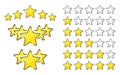 Five golden rating star vector illustration in white background Royalty Free Stock Photo