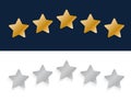 Five golden rating star vector illustration in white background. Royalty Free Stock Photo