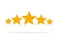 Five golden rating star on white background. vector illustration Royalty Free Stock Photo