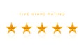 Five golden rating star on white background. Vector stock illustration Royalty Free Stock Photo