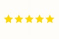 Five golden star rating system. customer feedback concept. Royalty Free Stock Photo
