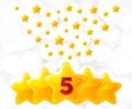 Five golden stars. Best rated, feedback rating, customer satisfaction. Best quality service. Vector Royalty Free Stock Photo