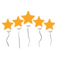 Five golden stars. Doodle cute illustration about the product quality rating.handdrawn style