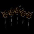 Five golden stars. Doodle cute illustration about the product quality rating.handdrawn style