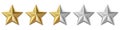 Five golden stars product rating review for apps and websites