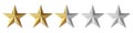 Five golden stars product rating review for apps and websites