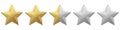 Five golden stars product rating review for apps and websites