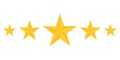 Five golden stars rating showing best quality Royalty Free Stock Photo