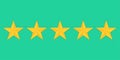 Five golden stars rating showing best quality Royalty Free Stock Photo