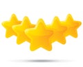 Five golden stars. Star icons on white background. Royalty Free Stock Photo