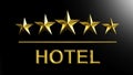 Five golden stars and word Hotel