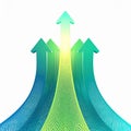 Five Green and Blue Arrows Pointing Upward on a White Background Royalty Free Stock Photo