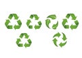 Five Green Recycling Symbols on Transparent Background Royalty Free Stock Photo