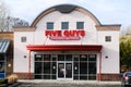 Five Guys Burgers and Fries location with open sign