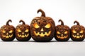 five halloween pumpkins, AI generated