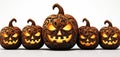 five halloween pumpkins, AI generated