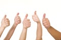 Five hands doing thumbs up