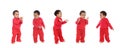 Five happy babies dancing and claping