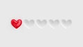 Five heart rating. One of five red hearts. Rating, consisting of red hearts on a white background.