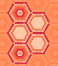 Five hexagons text template of red and orange colors Royalty Free Stock Photo