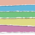 Five horizontal torn layers of paper of different colors placed one under other with soft shadow. Vector illustration