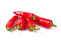 Five hot red chilly peppers Royalty Free Stock Photo