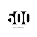 Five hundred anniversary, minimalistic logo. Five-hundredth years, 500th jubilee, greeting card. Birthday invitation