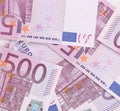 Five hundred euro notes. Whole background texture Royalty Free Stock Photo
