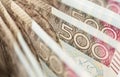 Five Hundred Polish Zlotych Bills Close Up