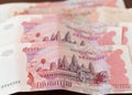 Five hundred riel note from Cambodia Royalty Free Stock Photo