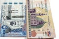 Five hundred Saudi Arabia riyals cash money banknote 500 SAR features king AbdulAziz Al Saud and Kabaa with 200 LE EGP two hundred Royalty Free Stock Photo