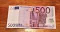 Five hundreds 500 Euro banknotes. Euro Bills Royalty Free Stock Photo