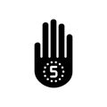 Black solid icon for Five, bumbo and gesture