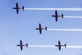 Five jet planes flying in the sky Royalty Free Stock Photo