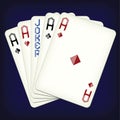 Five of a Kind - Aces and Joker - playing cards vector illustration Royalty Free Stock Photo