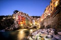 Five Lands Cinque Terre, Liguria: Riomaggiore fisherman village at sunset. Italy.