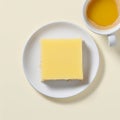 Top View Of Five Lemon Bars With Coffee On White Background