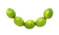 Five limes fruits composition isolated over the Royalty Free Stock Photo